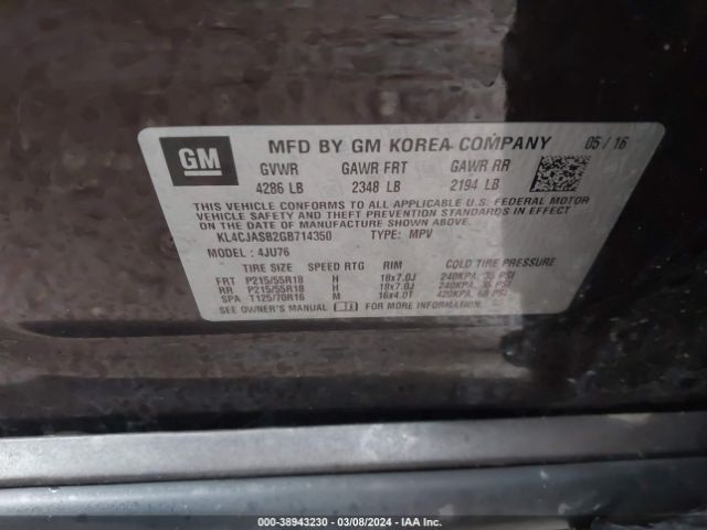 KL4CJASB2GB714350 Buick Encore