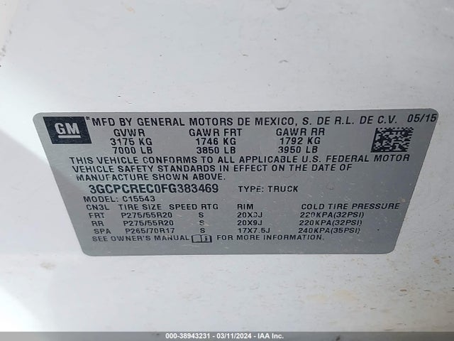 Chevrolet Silverado 1500 1lt 2015 3GCPCREC0FG383469 Image 9