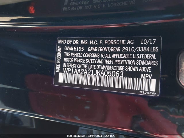 2018 PORSCHE CAYENNE WP1AA2A21JKA05063 Photo 8