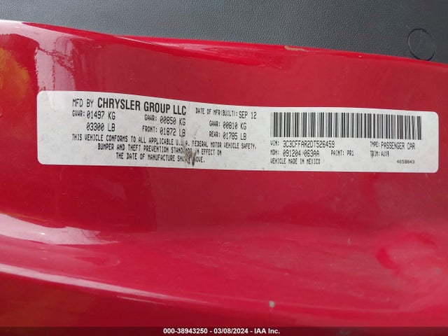 2013 FIAT 500 3C3CFFAR2DT526459 Photo 8