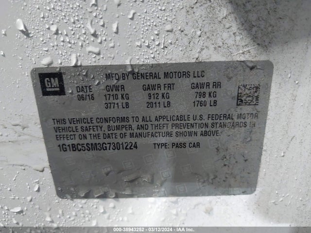 Chevrolet Cruze Ls Auto 2016 1G1BC5SM3G7301224 Image 9