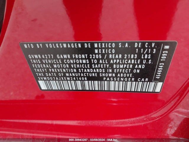 3VWD07AJXEM241406 Volkswagen Jetta 1.8t Se