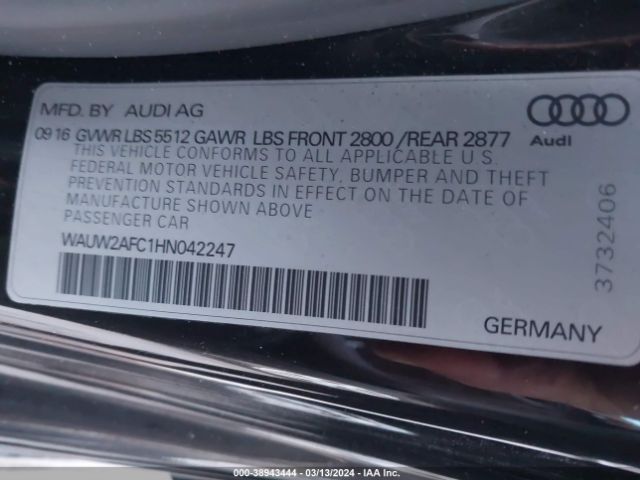 WAUW2AFC1HN042247 Audi A7 3.0t Premium Plus
