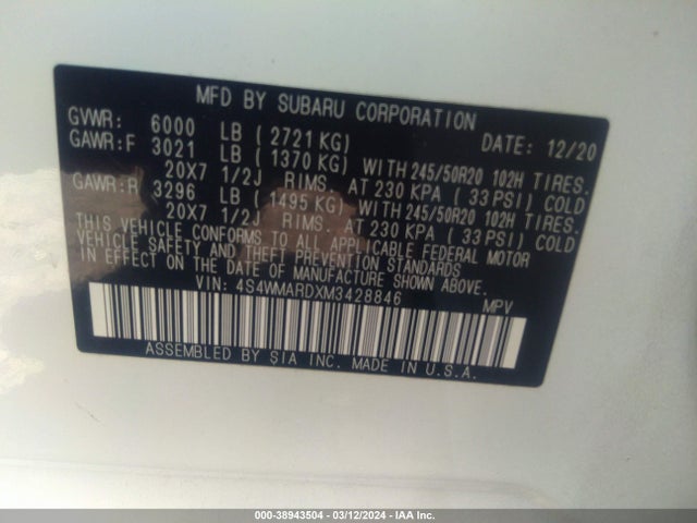 4S4WMARDXM3428846 Subaru Ascent Touring