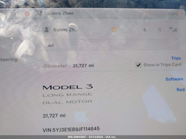 5YJ3E1EB9JF114645 Tesla Model 3 Long Range/performance