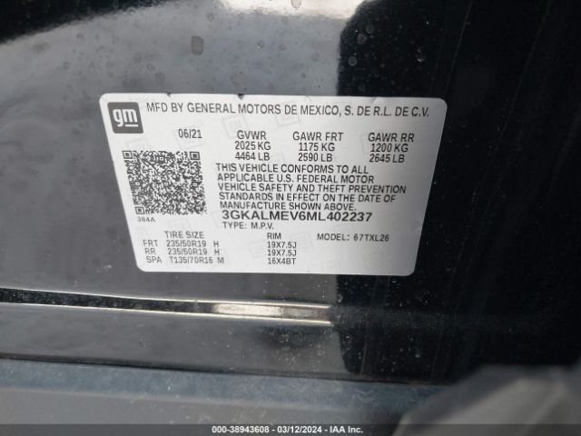 3GKALMEV6ML402237 GMC Terrain Fwd Sle