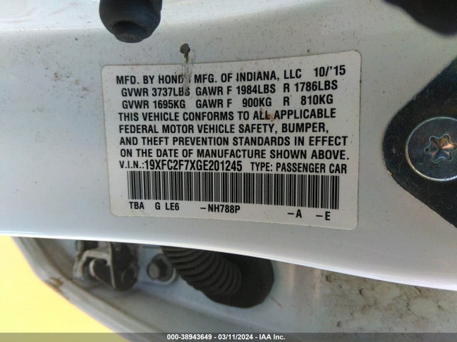 Honda CIVIC EX 2016 19XFC2F7XGE201245 Image 9