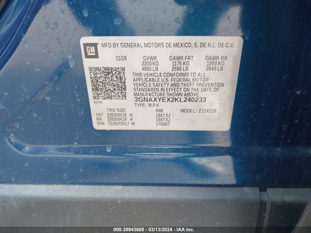 Chevrolet Equinox Premier 2019 3GNAXYEX2KL240233 Image 9