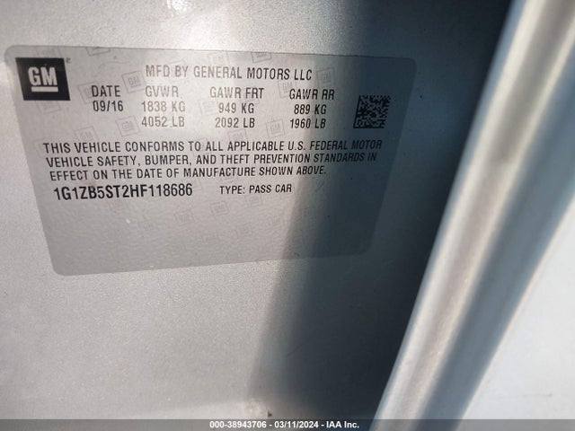 Chevrolet MALIBU LS 2017 1G1ZB5ST2HF118686 Image 9