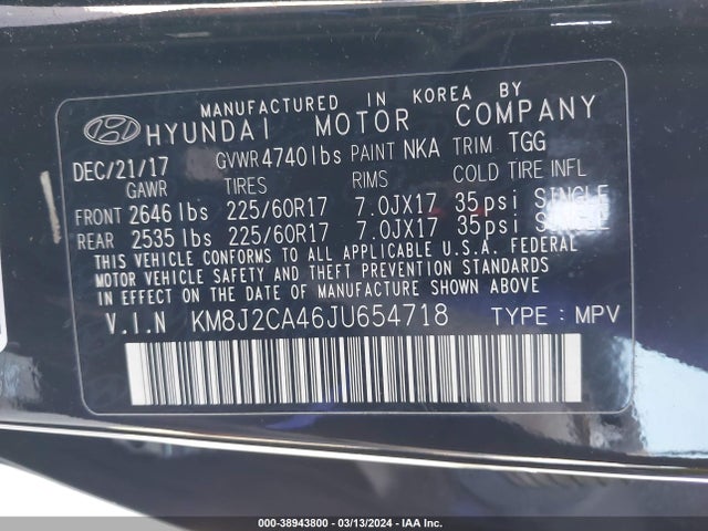 Hyundai TUCSON SE 2018 KM8J2CA46JU654718 Image 9