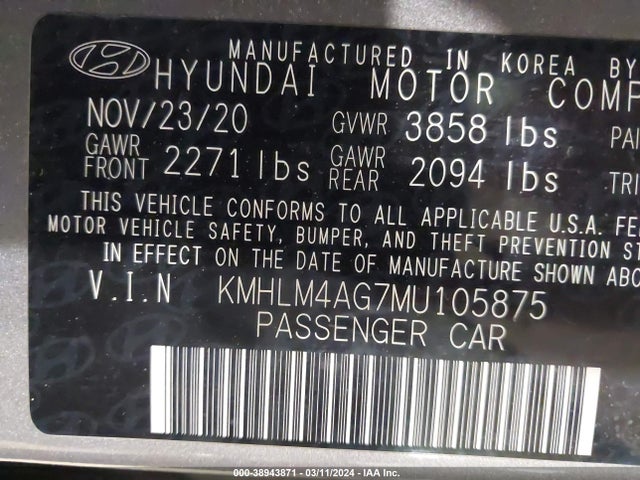 Hyundai ELANTRA SEL 2021 KMHLM4AG7MU105875 Image 9
