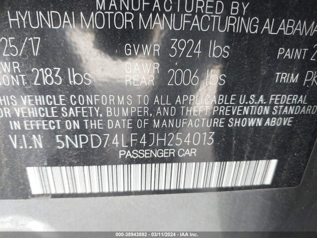 Hyundai ELANTRA SE 2018 5NPD74LF4JH254013 Image 9