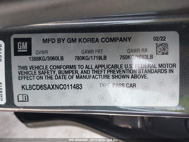 Chevrolet Spark Fwd 1lt Automatic 2022 KL8CD6SAXNC011483 Image 9