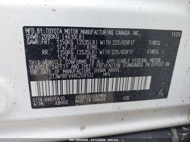 Toyota Rav4 Xle 2024 2T3W1RFV4RC259132 Image 9