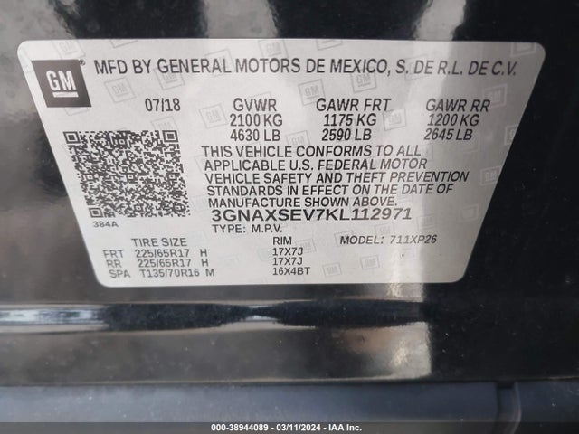 Chevrolet EQUINOX LS 2019 3GNAXSEV7KL112971 Image 9