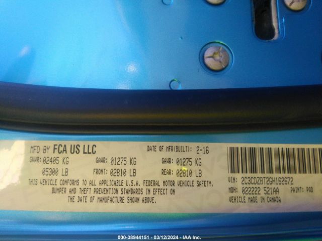 2C3CDZBT2GH162672 Dodge Challenger R/t Plus Shaker