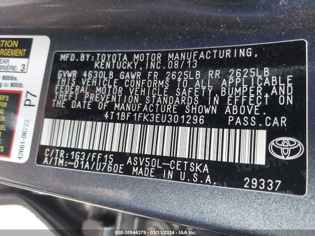 Toyota CAMRY SE 2014 4T1BF1FK3EU301296 Image 9