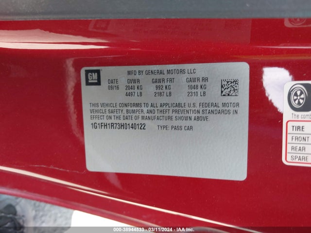 Chevrolet CAMARO 2SS 2017 1G1FH1R73H0140122 Image 9