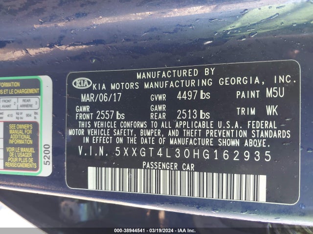 KIA Optima Lx 2017 5XXGT4L30HG162935 Image 9