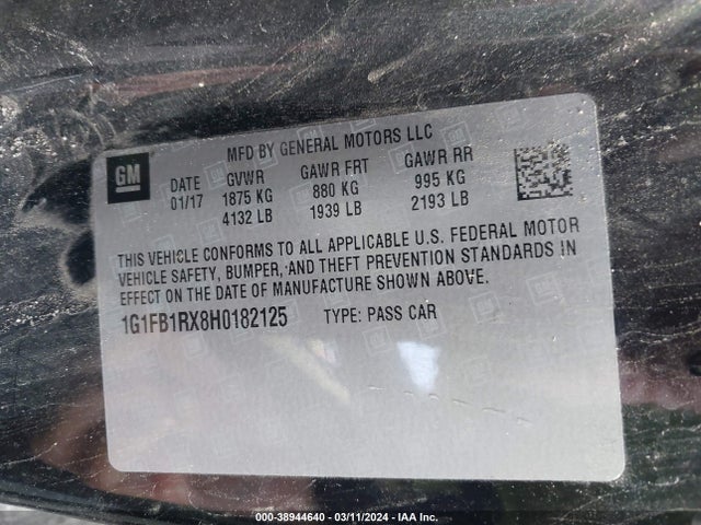Chevrolet Camaro 1lt 2017 1G1FB1RX8H0182125 Image 9