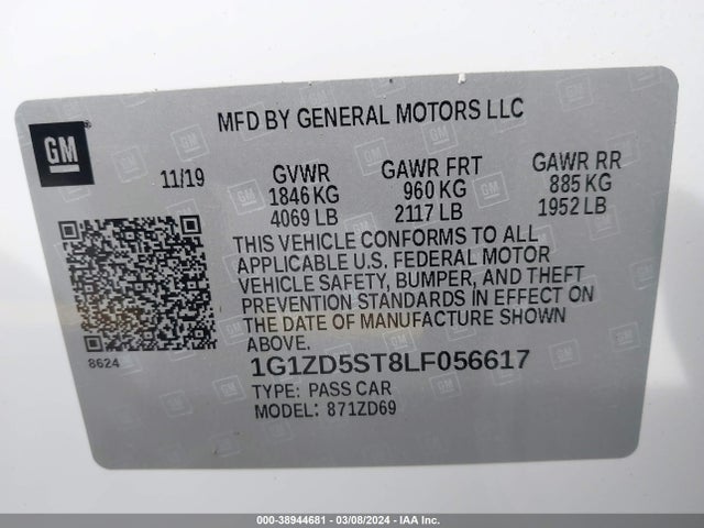 Chevrolet Malibu Fwd Lt 2020 1G1ZD5ST8LF056617 Image 9