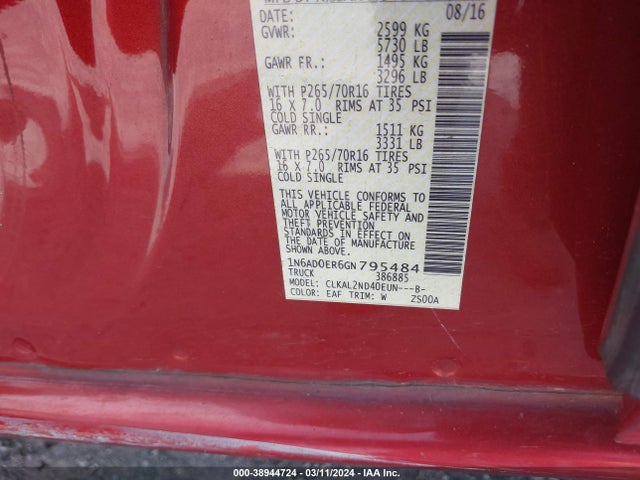 Nissan Frontier Sv 2016 1N6AD0ER6GN795484 Image 9