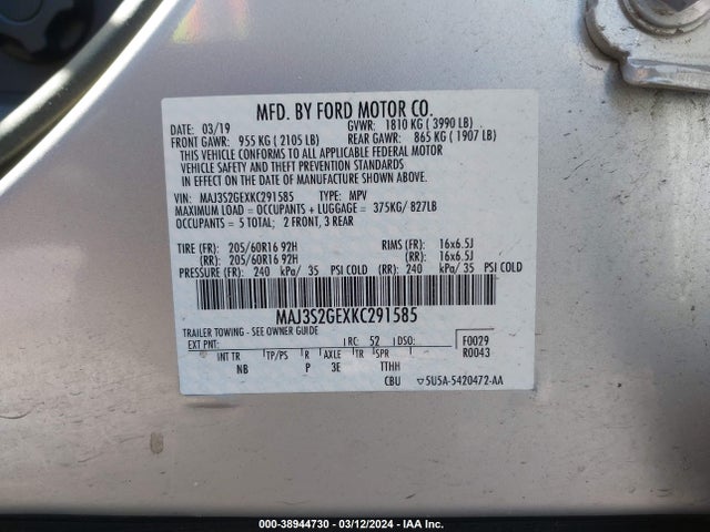Ford Ecosport Se 2019 MAJ3S2GEXKC291585 Image 9