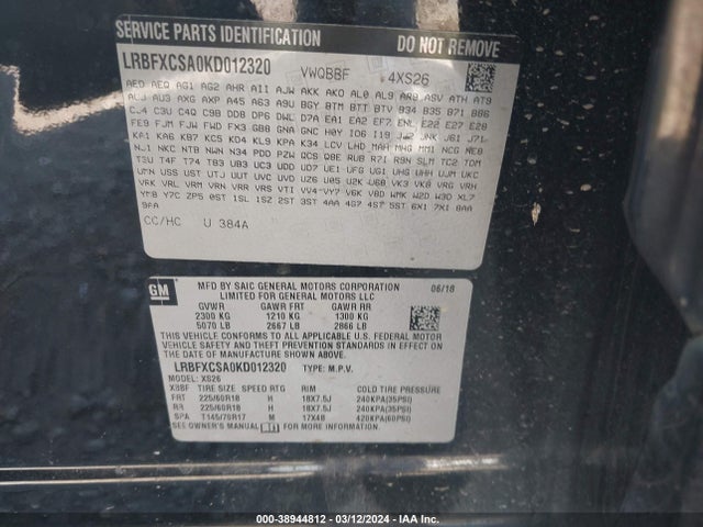 Buick Envision Fwd Essence 2019 LRBFXCSA0KD012320 Image 9