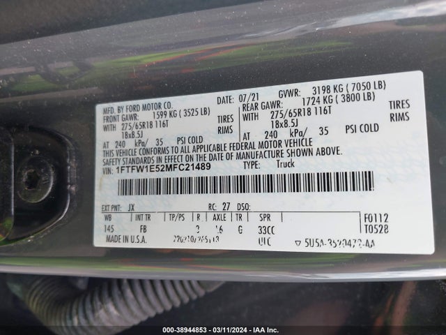 1FTFW1E52MFC21489 Ford F-150 Xlt