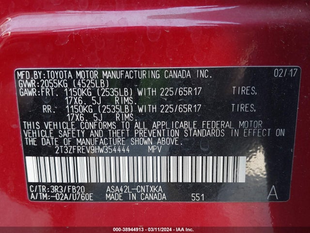 Toyota RAV4 LE 2017 2T3ZFREV9HW354444 Image 9