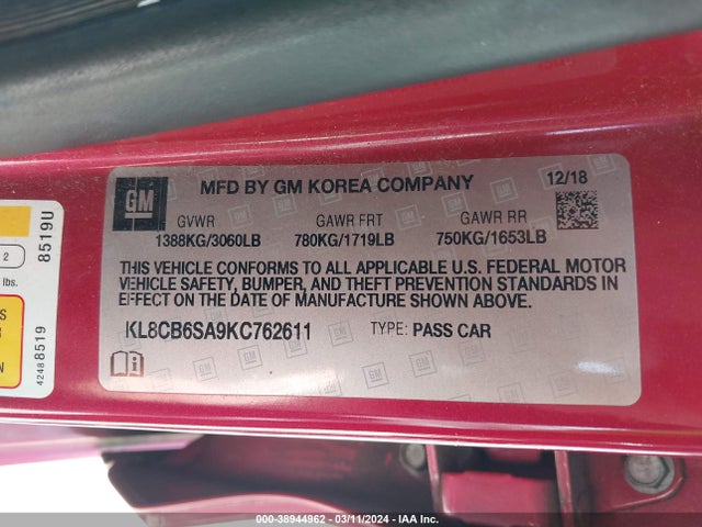 Chevrolet Spark Ls Cvt 2019 KL8CB6SA9KC762611 Image 9
