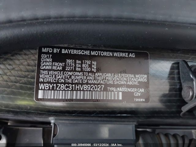 WBY1Z8C31HV892027 BMW I3 94 Ah W/range Extender