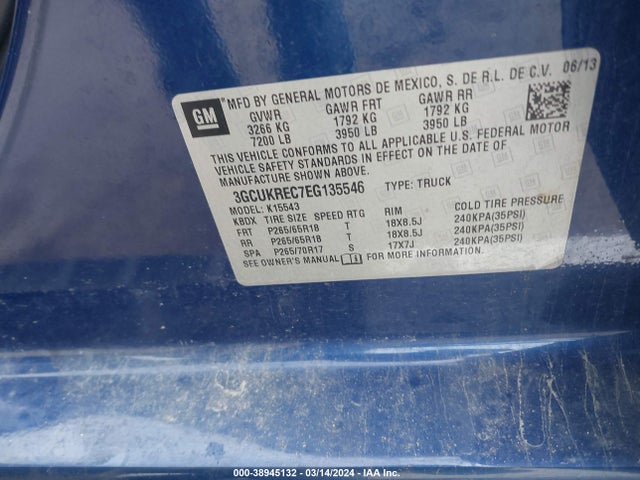 Chevrolet Silverado 1500 2lt 2014 3GCUKREC7EG135546 Image 9