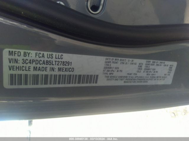 3C4PDCAB5LT278291 Dodge Journey Se Value