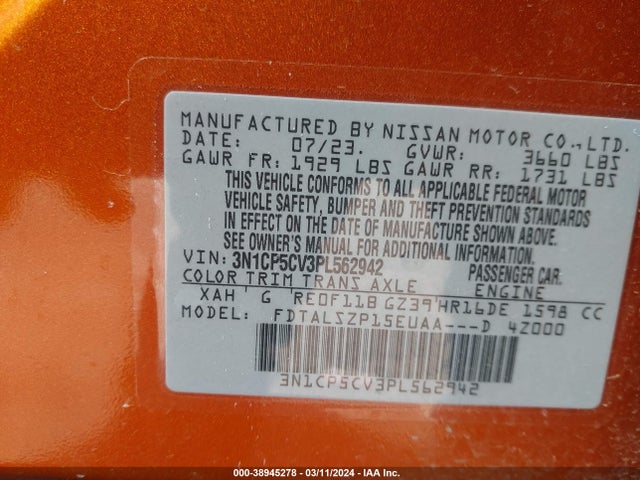 Nissan Kicks Sv Xtronic Cvt 2023 3N1CP5CV3PL562942 Image 9