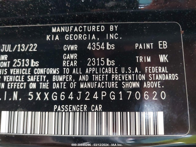 KIA K5 Gt-line 2023 5XXG64J24PG170620 Image 9