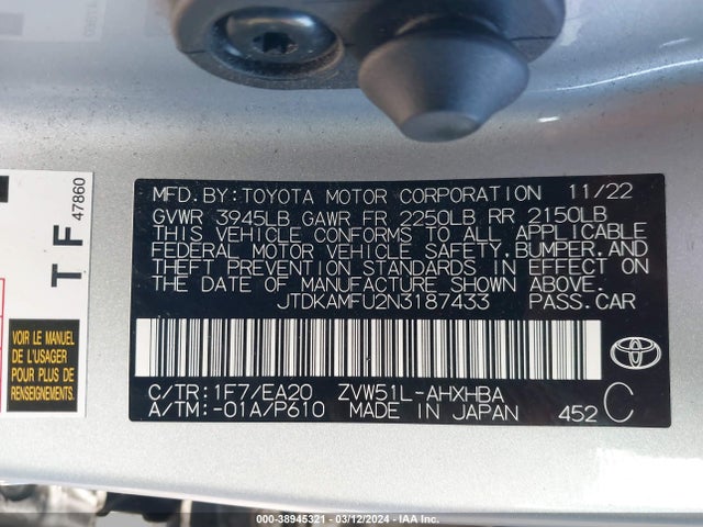 Toyota PRIUS XLE 2022 JTDKAMFU2N3187433 Image 9