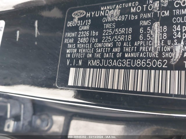 Hyundai Tucson Limited 2014 KM8JU3AG3EU865062 Image 9
