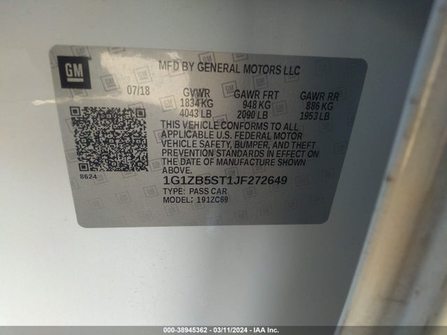 Chevrolet Malibu 1ls 2018 1G1ZB5ST1JF272649 Image 9