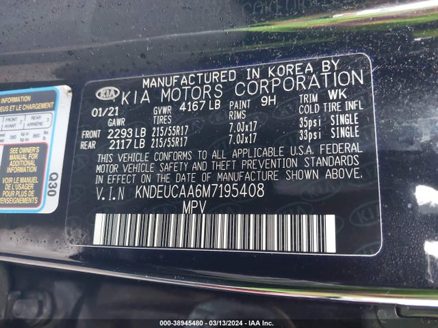 KIA SELTOS S 2021 KNDEUCAA6M7195408 Image 9