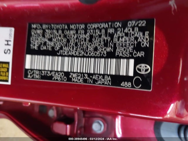 Toyota Corolla Hybrid Le 2022 JTDEAMDE2NJ060573 Image 9