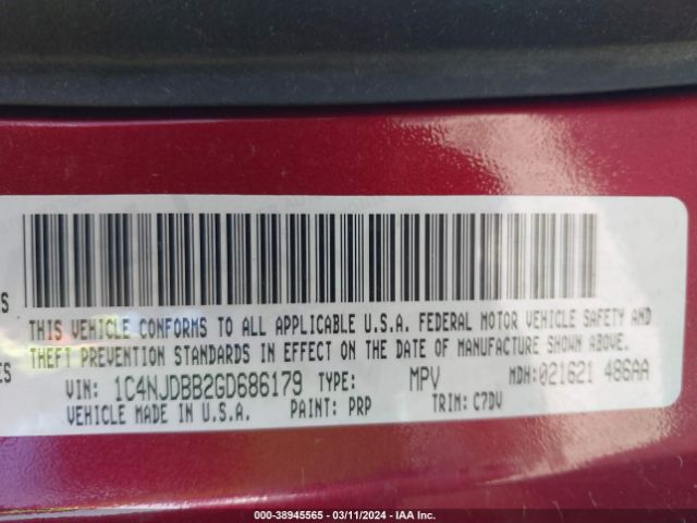 1C4NJDBB2GD686179 Jeep Compass Sport