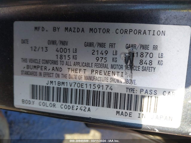 Mazda Mazda3 I Touring 2014 JM1BM1V70E1159174 Image 9