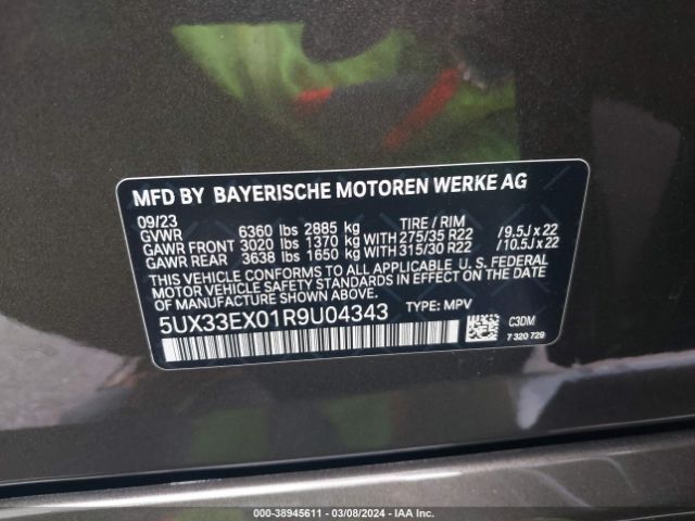 5UX33EX01R9U04343 BMW X6 Xdrive40i