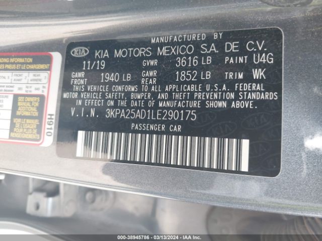 3KPA25AD1LE290175 KIA Rio 5-door S