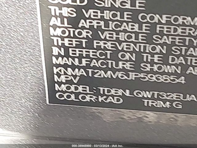 KNMAT2MV6JP593854 Nissan ROGUE SV
