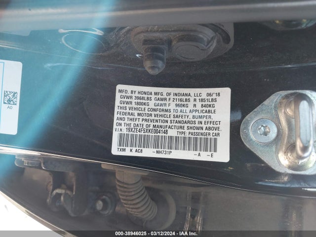 Honda INSIGHT EX 2019 19XZE4F5XKE004148 Image 9
