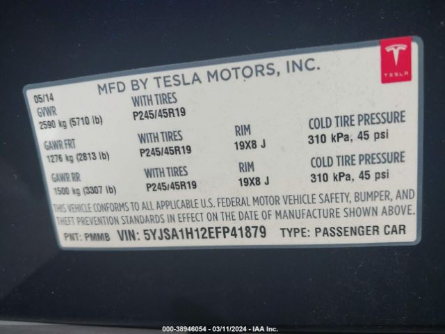 5YJSA1H12EFP41879 Tesla Model S P85