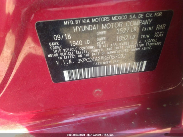 Hyundai Accent Sel 2019 3KPC24A38KE057032 Image 9