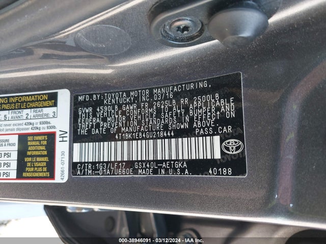 Toyota Avalon Xle Premium 2016 4T1BK1EB4GU218444 Image 9